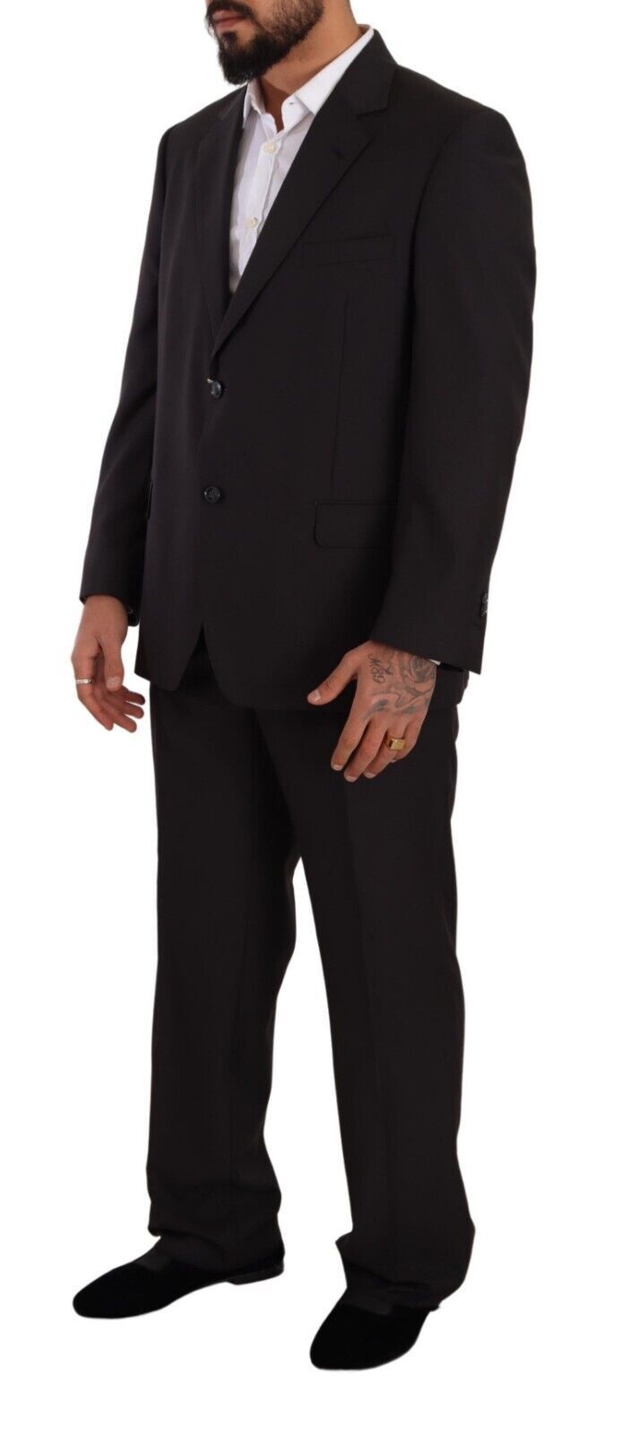 Gray Polyester Single Breasted Formal Suit-Domenico Tagliente-LabelTerrace.com
