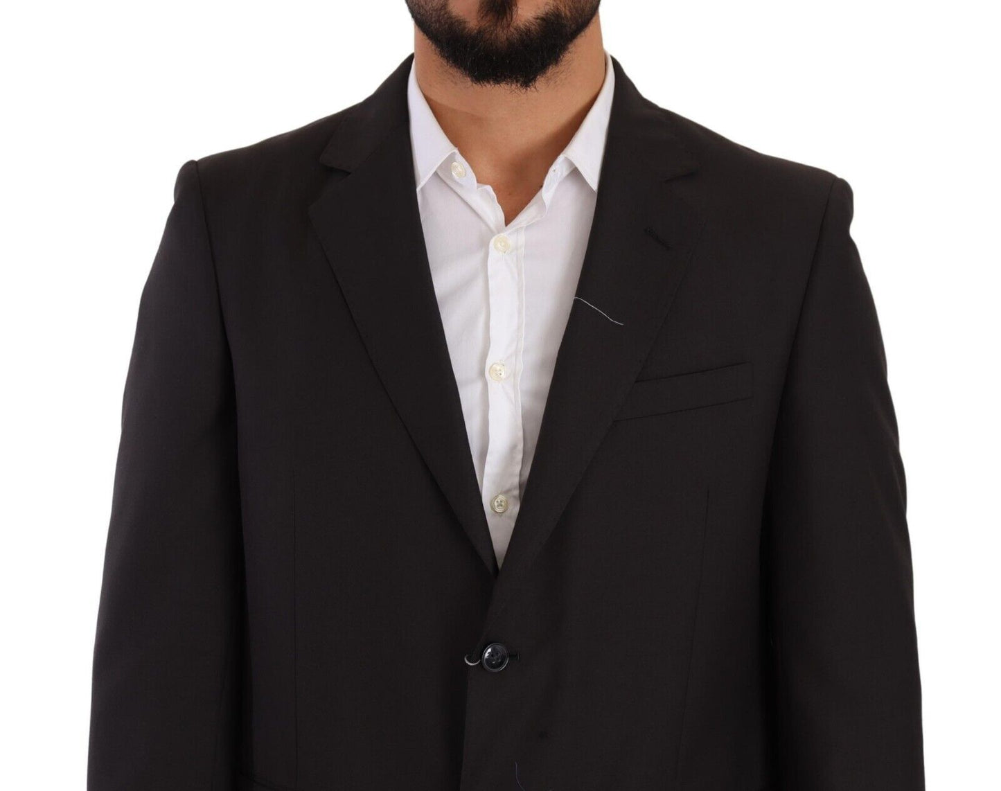 Gray Polyester Single Breasted Formal Suit-Domenico Tagliente-LabelTerrace.com