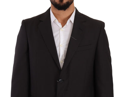 Gray Polyester Single Breasted Formal Suit-Domenico Tagliente-LabelTerrace.com