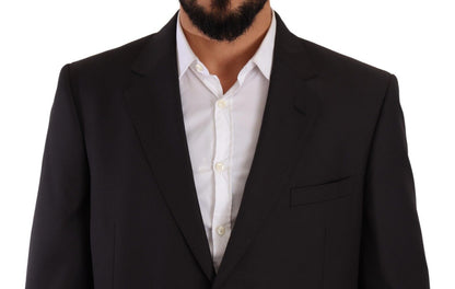 Gray Polyester Single Breasted Formal Suit-Domenico Tagliente-LabelTerrace.com