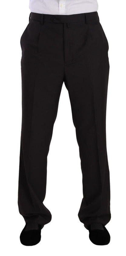 Gray Polyester Single Breasted Formal Suit-Domenico Tagliente-LabelTerrace.com