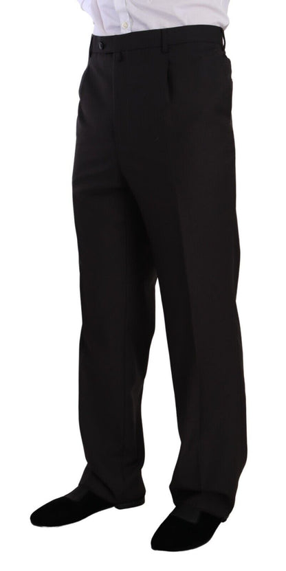 Gray Polyester Single Breasted Formal Suit-Domenico Tagliente-LabelTerrace.com