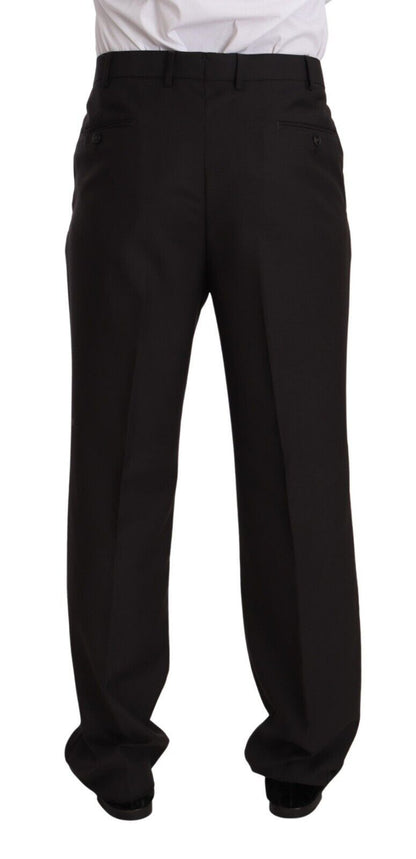 Gray Polyester Single Breasted Formal Suit-Domenico Tagliente-LabelTerrace.com