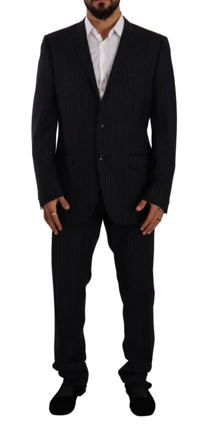 Gray Polyester Single Breasted Formal Suit-Domenico Tagliente-LabelTerrace.com