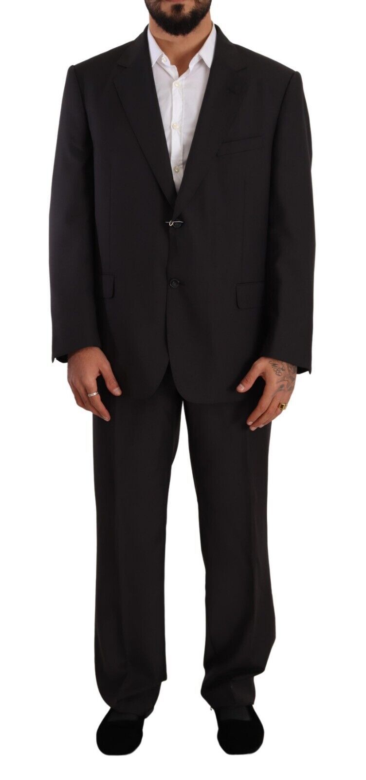 Gray Polyester Single Breasted Formal Suit-Domenico Tagliente-LabelTerrace.com