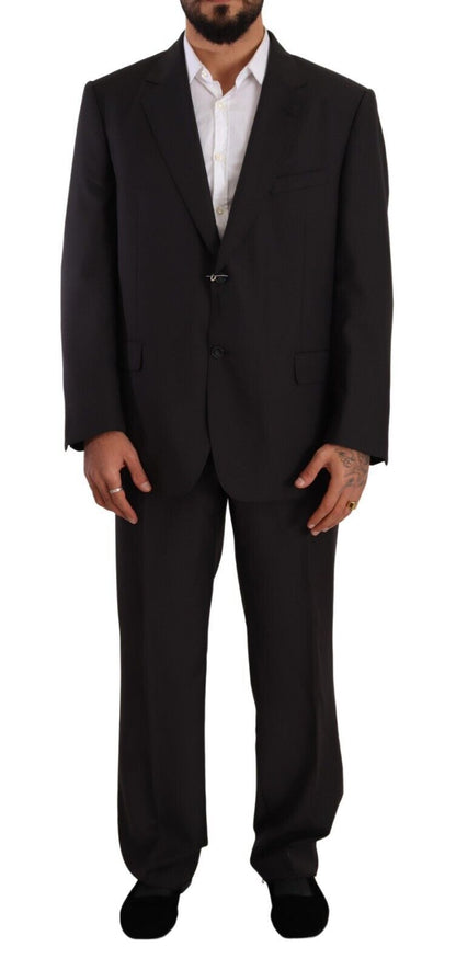 Gray Polyester Single Breasted Formal Suit-Domenico Tagliente-LabelTerrace.com