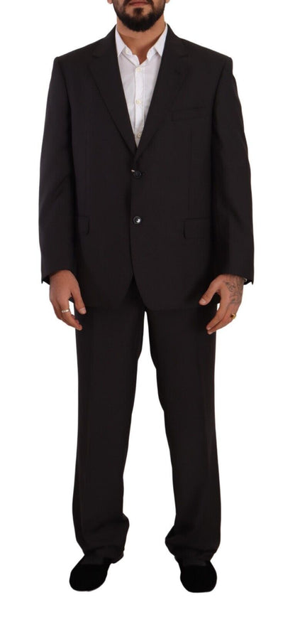 Gray Polyester Single Breasted Formal Suit-Domenico Tagliente-LabelTerrace.com