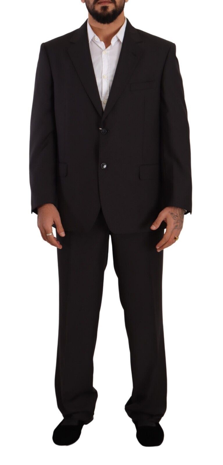 Gray Polyester Single Breasted Formal Suit-Domenico Tagliente-LabelTerrace.com