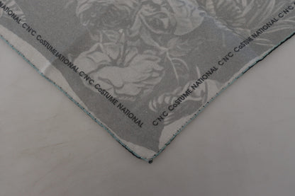 Gray Print Shawl Foulard Branded Scarf-Costume National-LabelTerrace.com