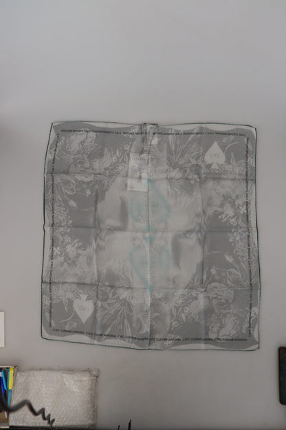 Gray Print Shawl Foulard Branded Scarf-Costume National-LabelTerrace.com