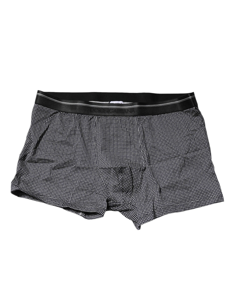 Gray Printed Cotton Boxer Short Underwear-Dolce & Gabbana-LabelTerrace.com