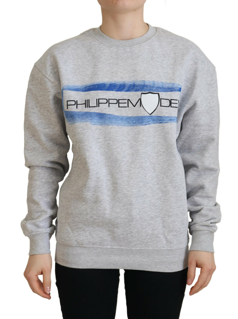 Gray Printed Long Sleeves Pullover Sweater-Philippe Model-LabelTerrace.com