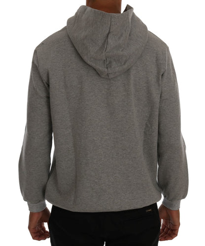 Gray Pullover Hodded Cotton Sweater-Daniele Alessandrini-LabelTerrace.com