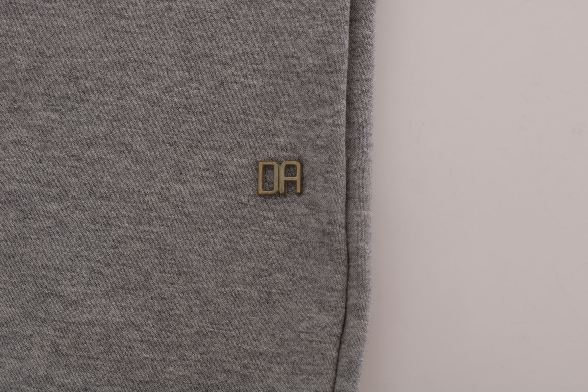Gray Pullover Hodded Cotton Sweater-Daniele Alessandrini-LabelTerrace.com