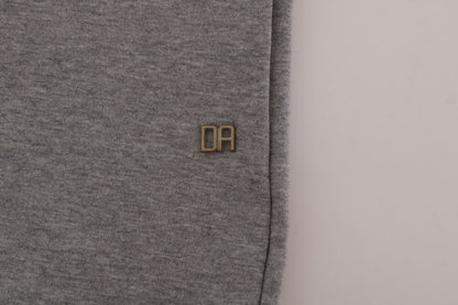Gray Pullover Hodded Cotton Sweater-Daniele Alessandrini-LabelTerrace.com