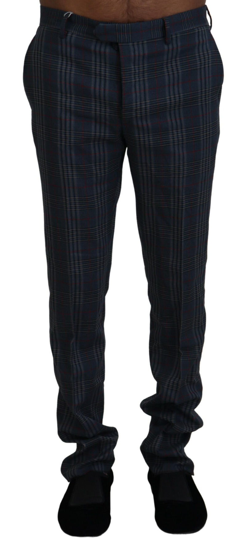 Gray Pure Wool Men Checkered Pants-BENCIVENGA-LabelTerrace.com