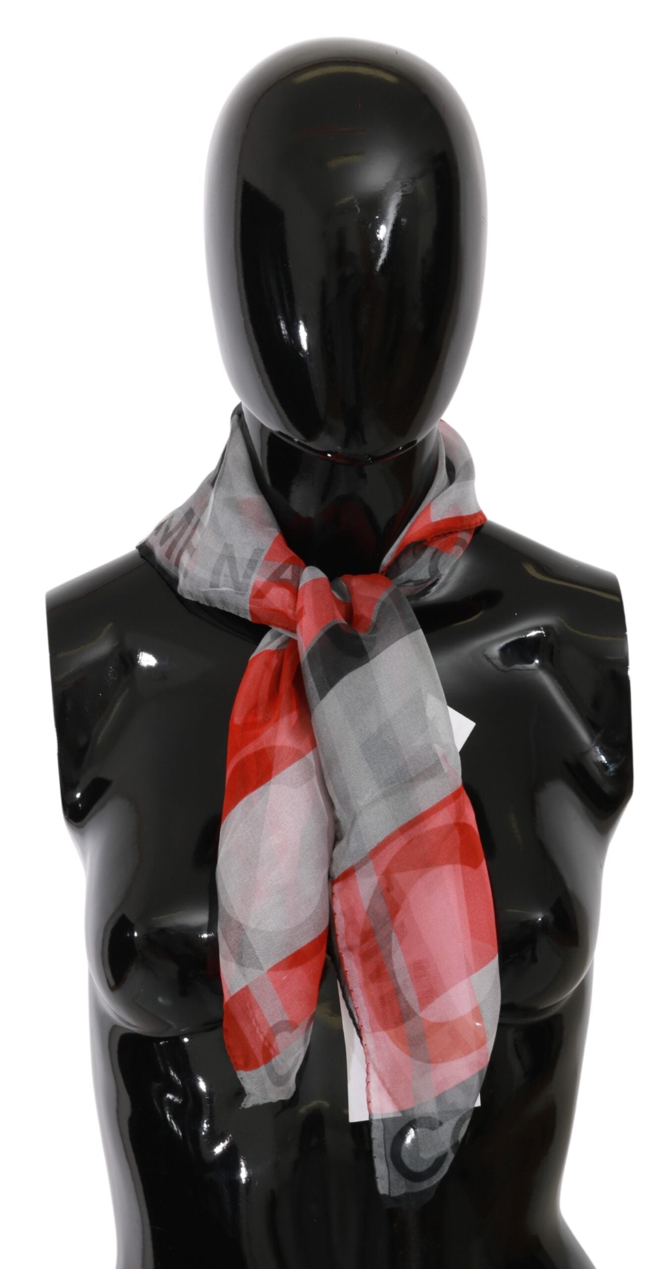 Gray Red 100% Silk Branded Scarf-Costume National-LabelTerrace.com