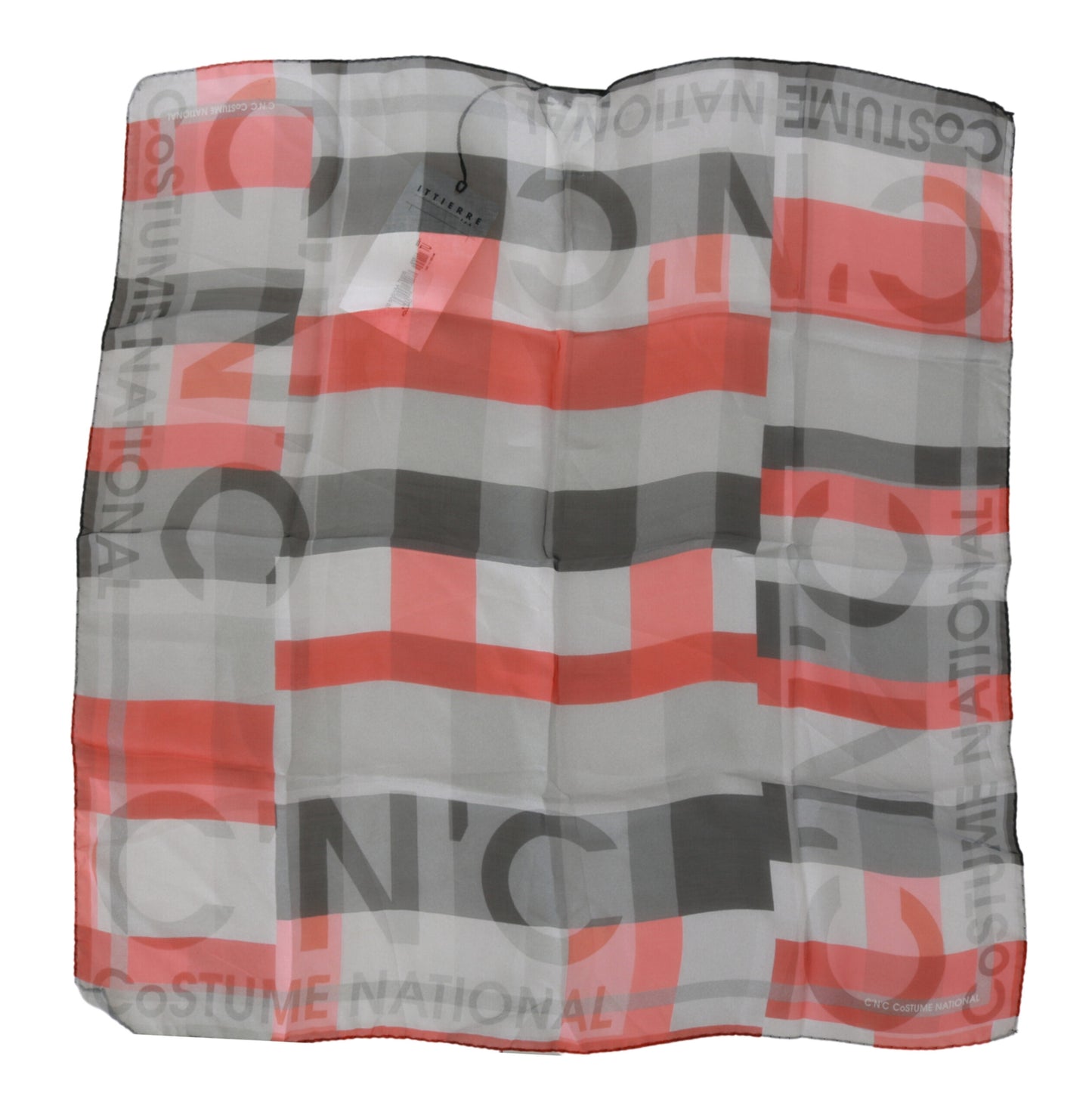 Gray Red 100% Silk Branded Scarf-Costume National-LabelTerrace.com