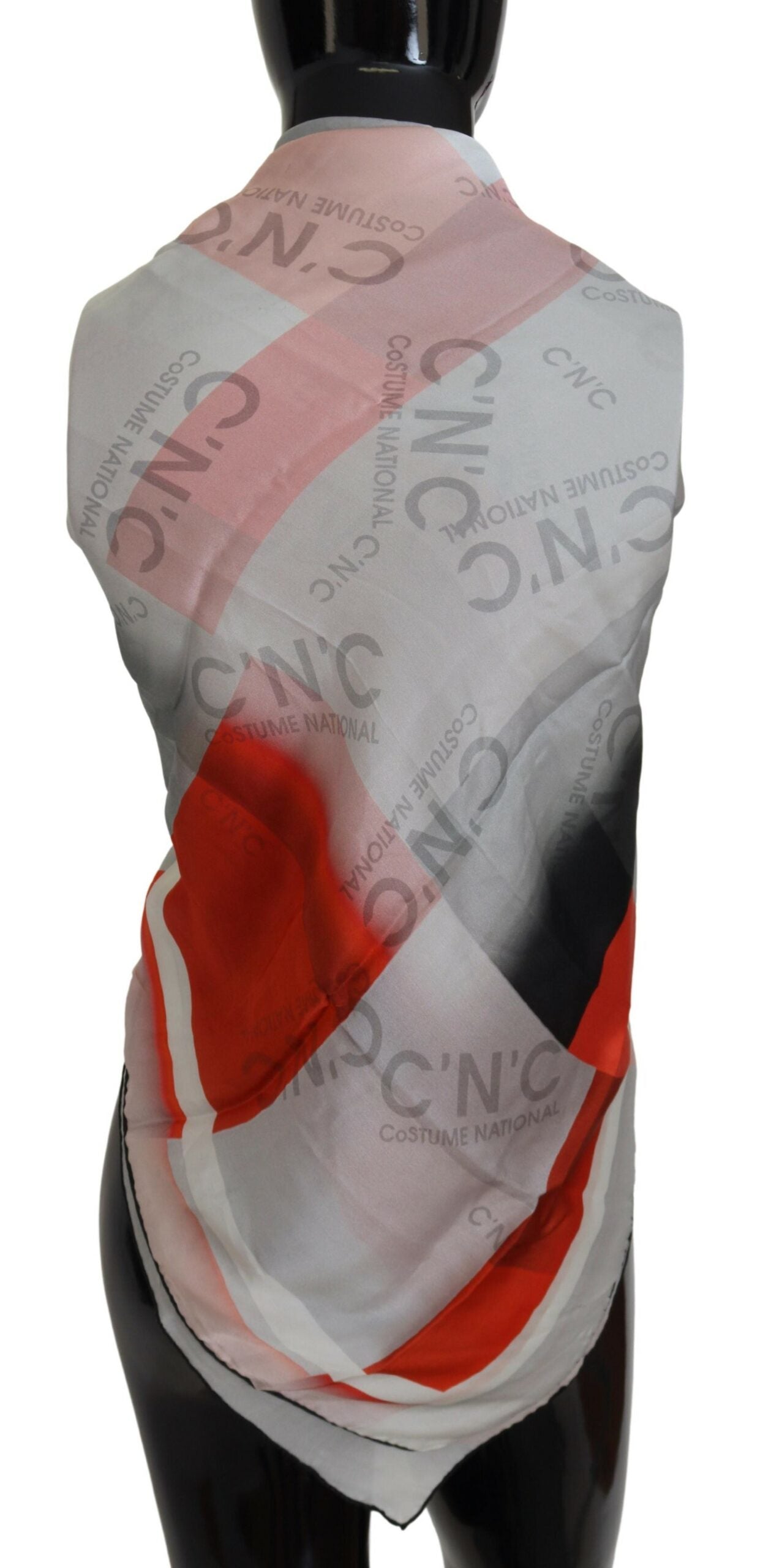 Gray Red Shawl Foulard Wrap Scarf-Costume National-LabelTerrace.com