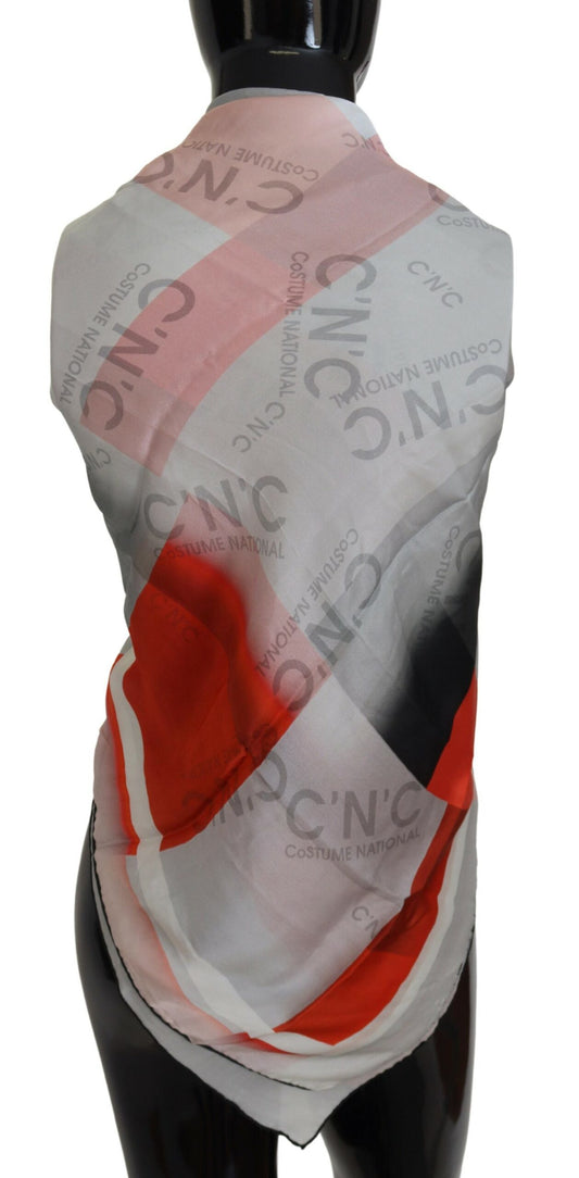 Gray Red Shawl Foulard Wrap Scarf-Costume National-LabelTerrace.com