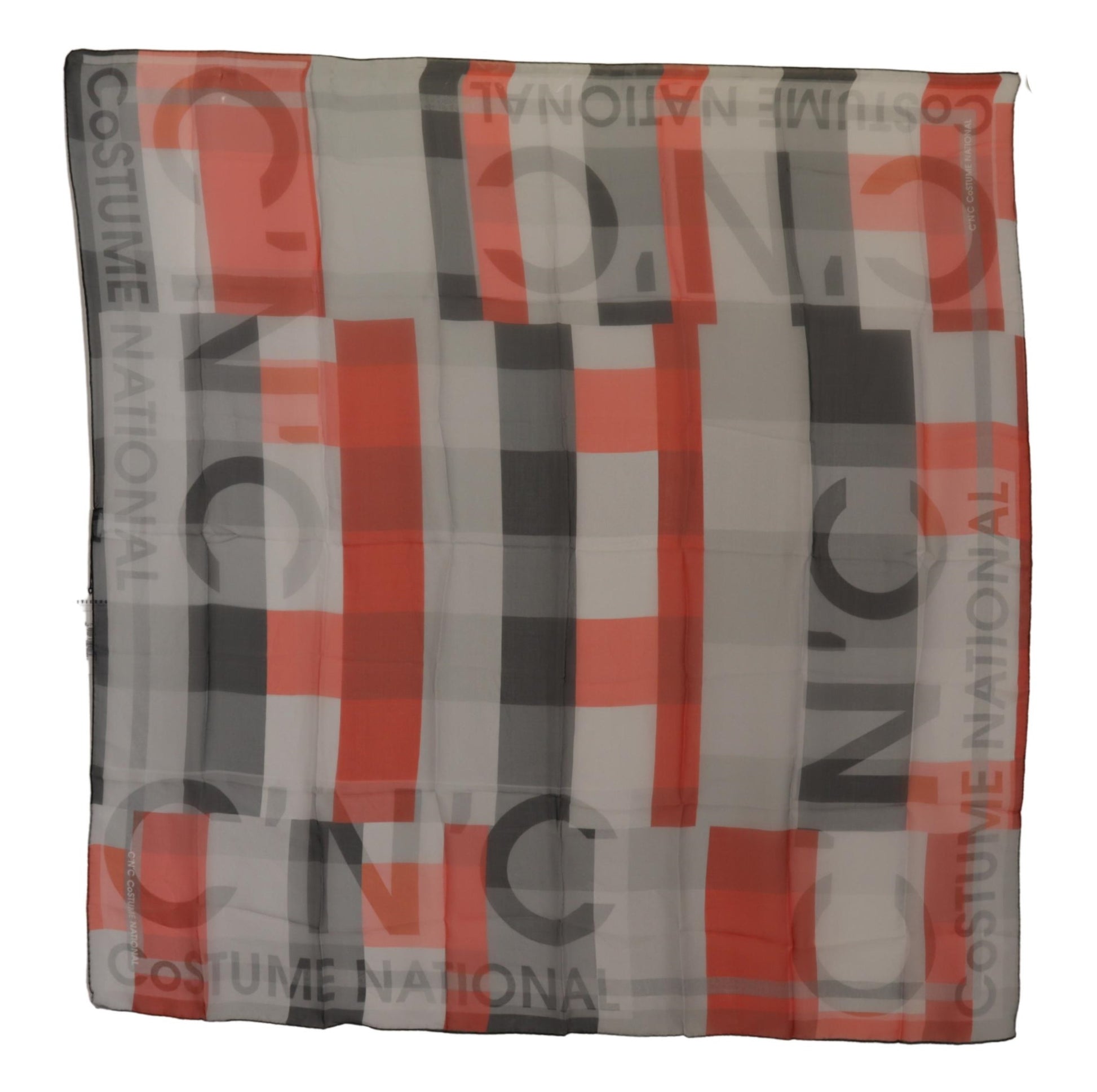Gray Red Shawl Foulard Wrap Scarf-Costume National-LabelTerrace.com