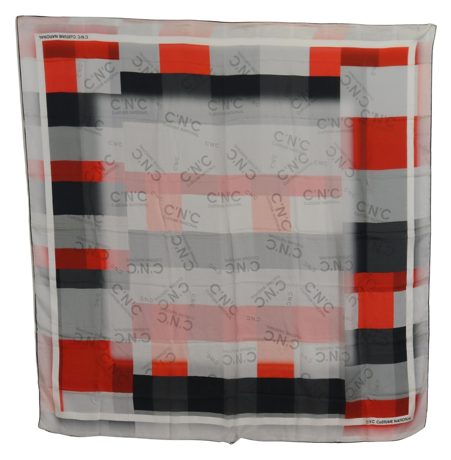 Gray Red Shawl Foulard Wrap Scarf-Costume National-LabelTerrace.com