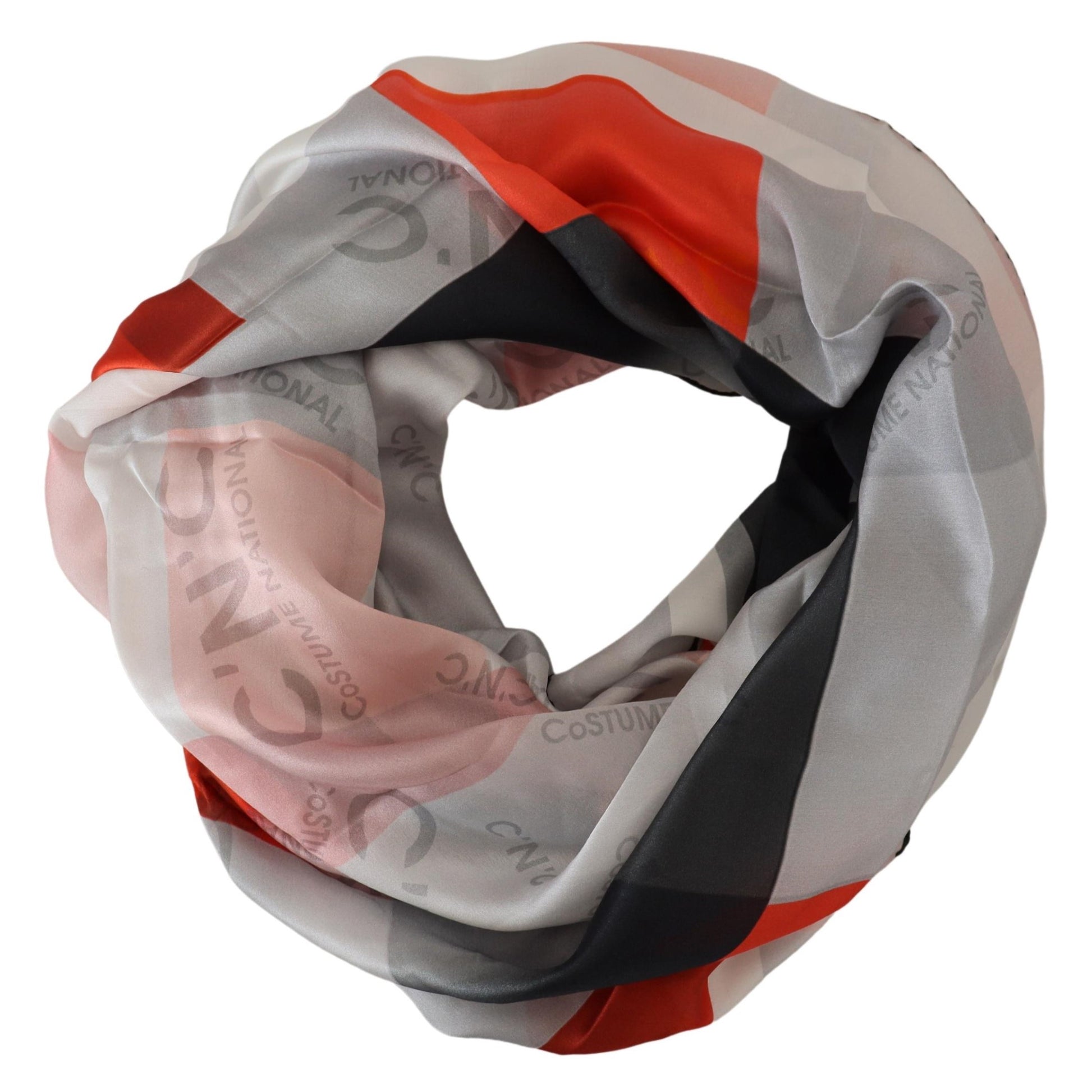 Gray Red Shawl Foulard Wrap Scarf-Costume National-LabelTerrace.com