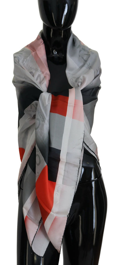 Gray Red Shawl Foulard Wrap Scarf-Costume National-LabelTerrace.com