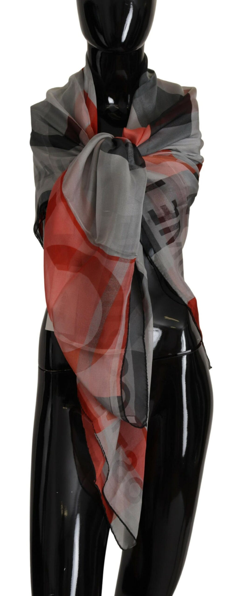 Gray Red Shawl Foulard Wrap Scarf-Costume National-LabelTerrace.com
