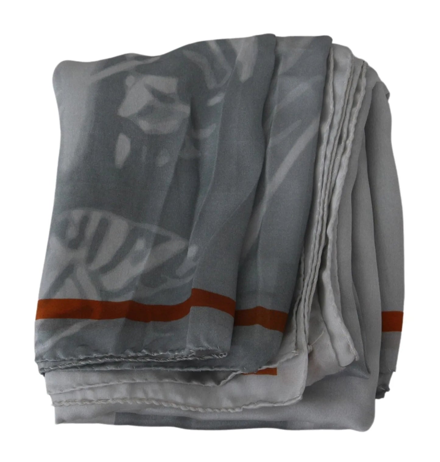 Gray Red Silk Shawl Foulard Wrap Scarf-Costume National-LabelTerrace.com