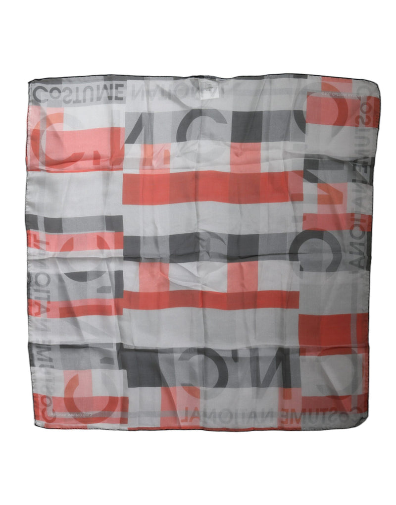 Gray Red Silk Square Neck Wrap Scarf-Costume National-LabelTerrace.com