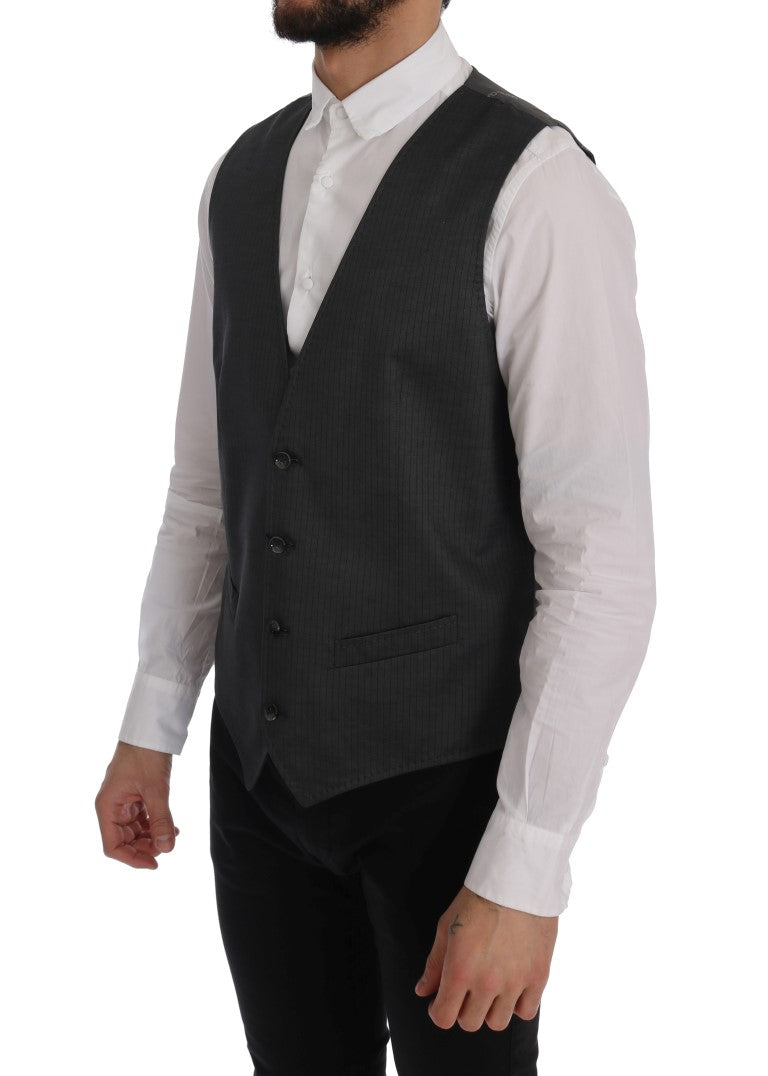 Gray STAFF Cotton Rayon Vest-Dolce & Gabbana-LabelTerrace.com