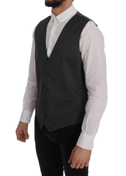 Gray STAFF Cotton Rayon Vest-Dolce & Gabbana-LabelTerrace.com