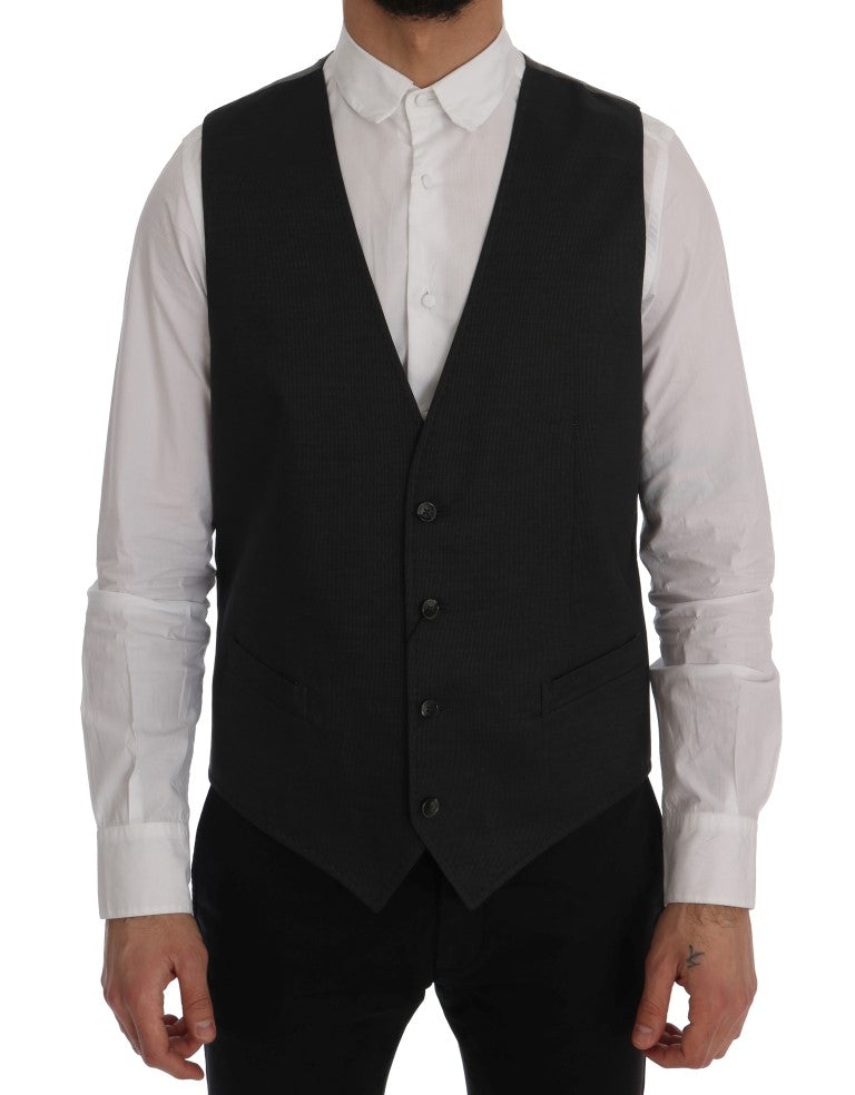 Gray STAFF Cotton Rayon Vest-Dolce & Gabbana-LabelTerrace.com