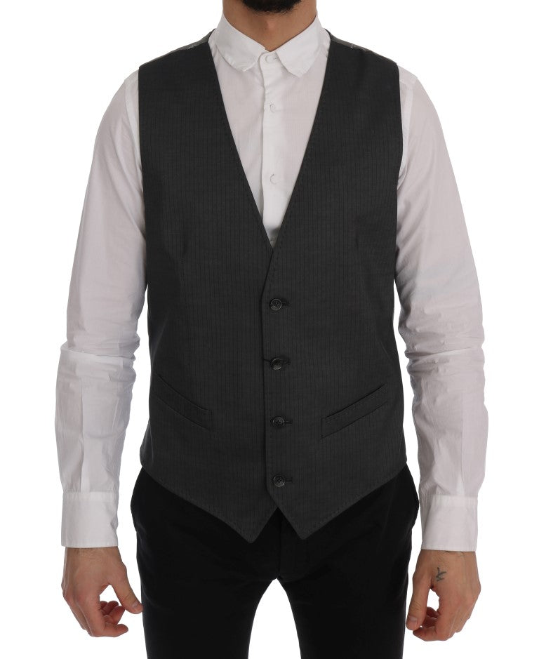 Gray STAFF Cotton Rayon Vest-Dolce & Gabbana-LabelTerrace.com