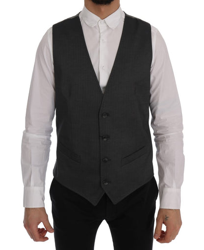 Gray STAFF Cotton Rayon Vest-Dolce & Gabbana-LabelTerrace.com