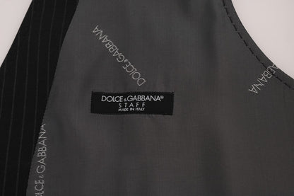 Gray STAFF Cotton Striped Vest-Dolce & Gabbana-LabelTerrace.com