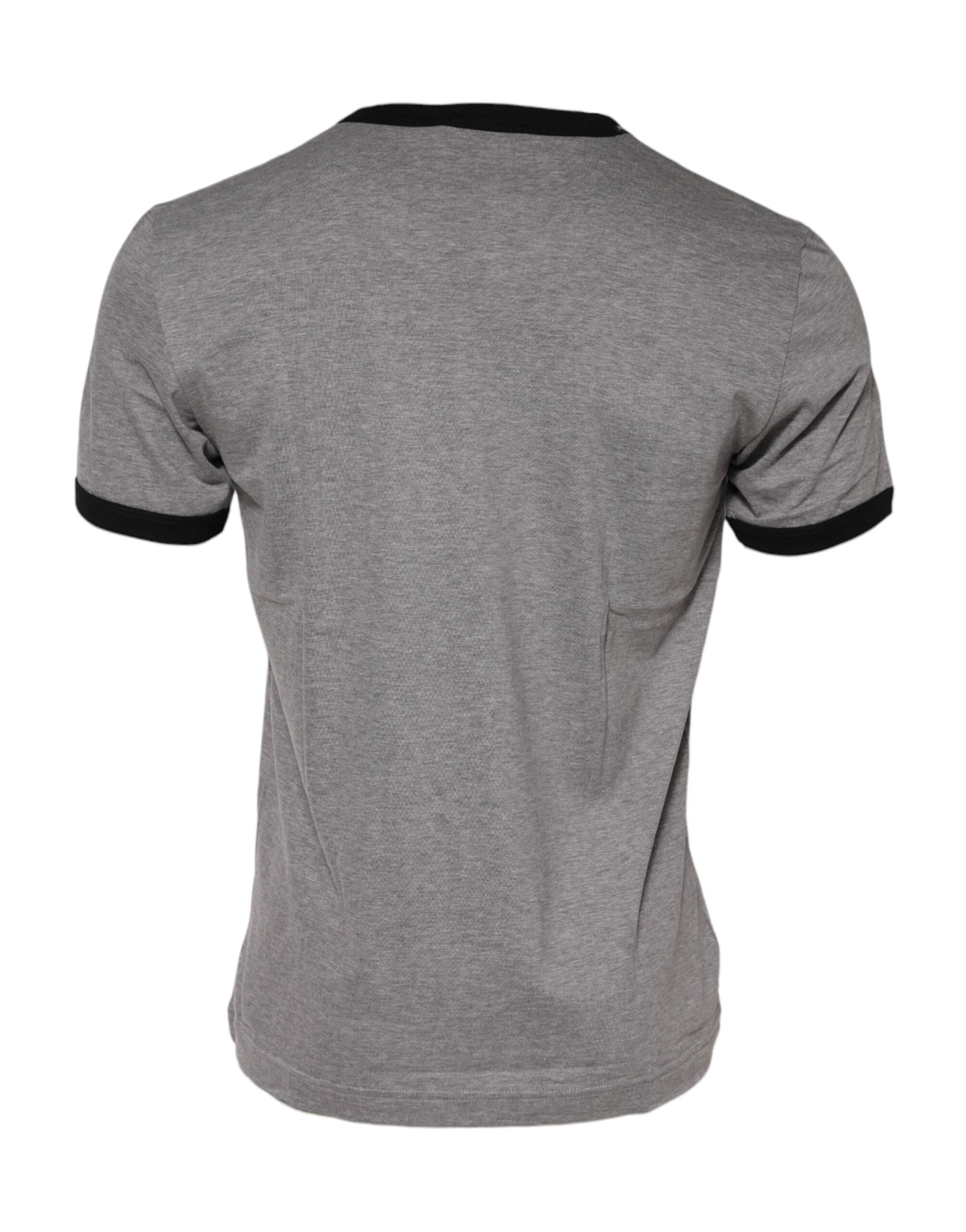 Gray Sacred Heart Cotton Crew Neck T-shirt-Dolce & Gabbana-LabelTerrace.com