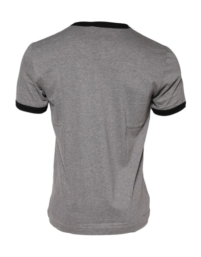 Gray Sacred Heart Cotton Crew Neck T-shirt-Dolce & Gabbana-LabelTerrace.com