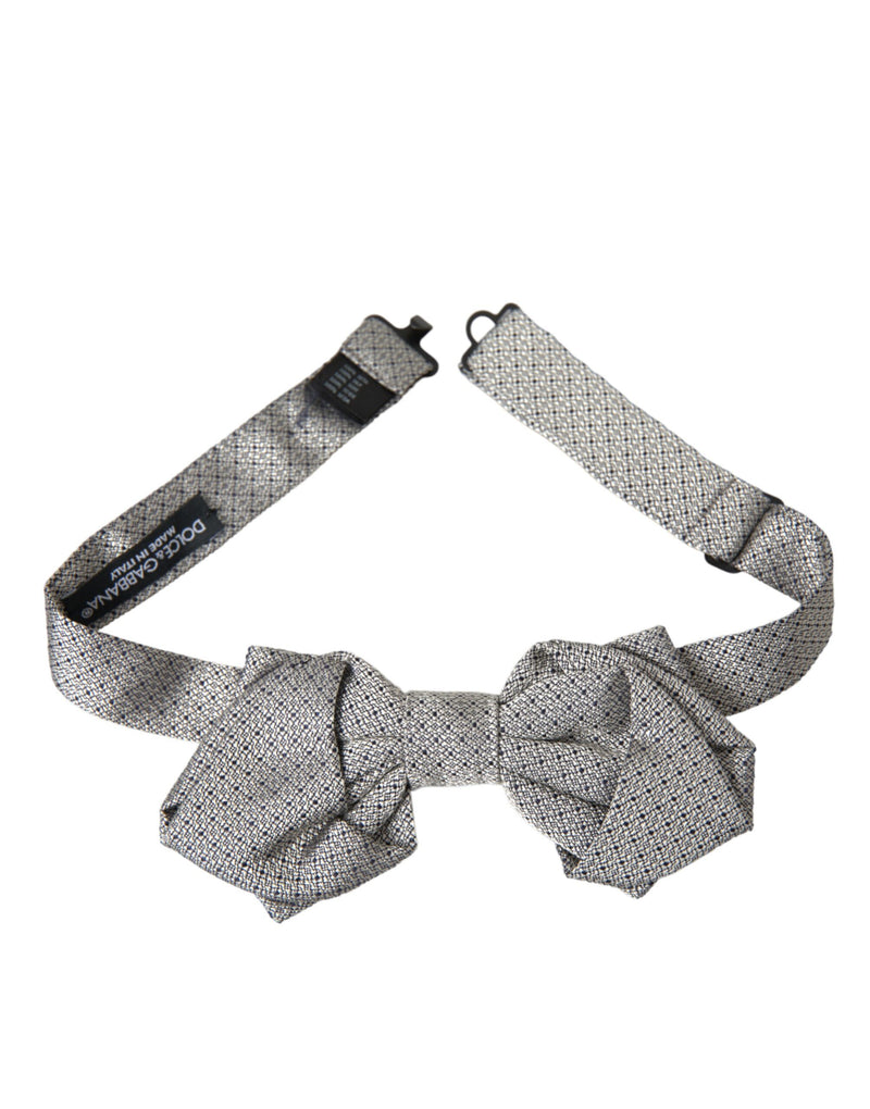 Gray Silk Adjustable Neck Men Bow Tie-Dolce & Gabbana-LabelTerrace.com