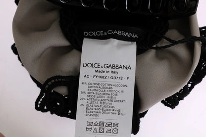 Gray Silk Black Lace Hair Claw-Dolce & Gabbana-LabelTerrace.com
