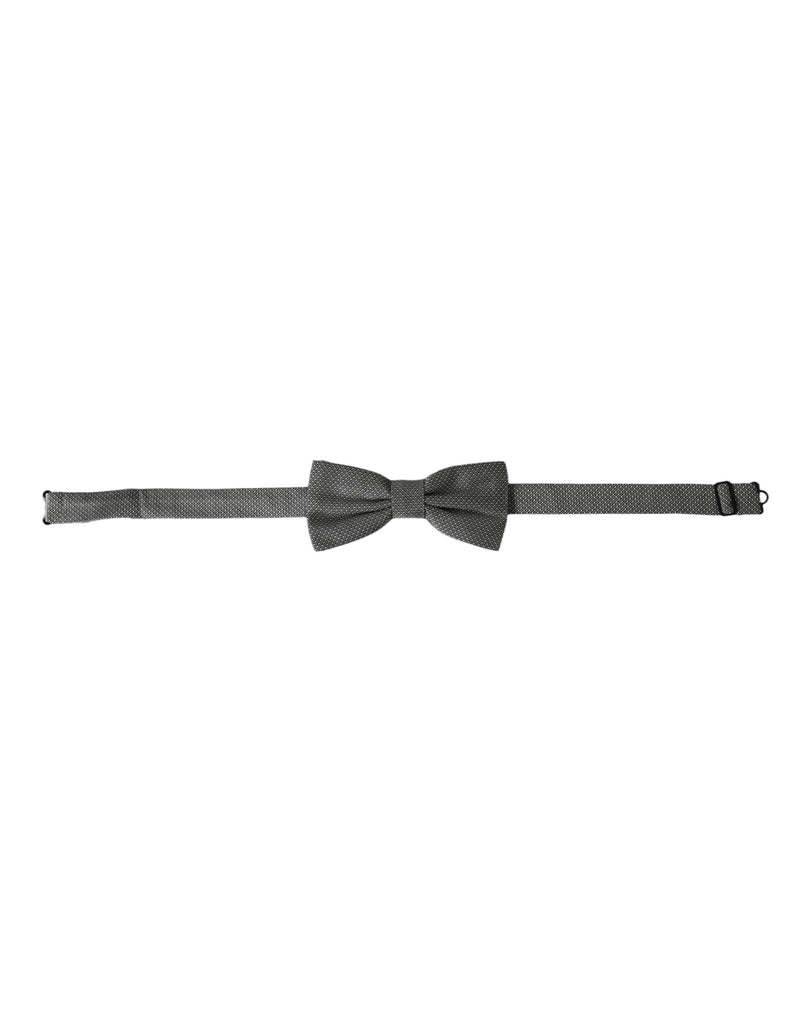Gray Silk Patterned Adjustable Neck Men Papillon Bow Tie-Dolce & Gabbana-LabelTerrace.com