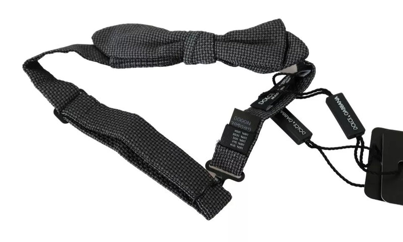 Gray Silk Patterned Mens Necktie Bow Tie-Dolce & Gabbana-LabelTerrace.com