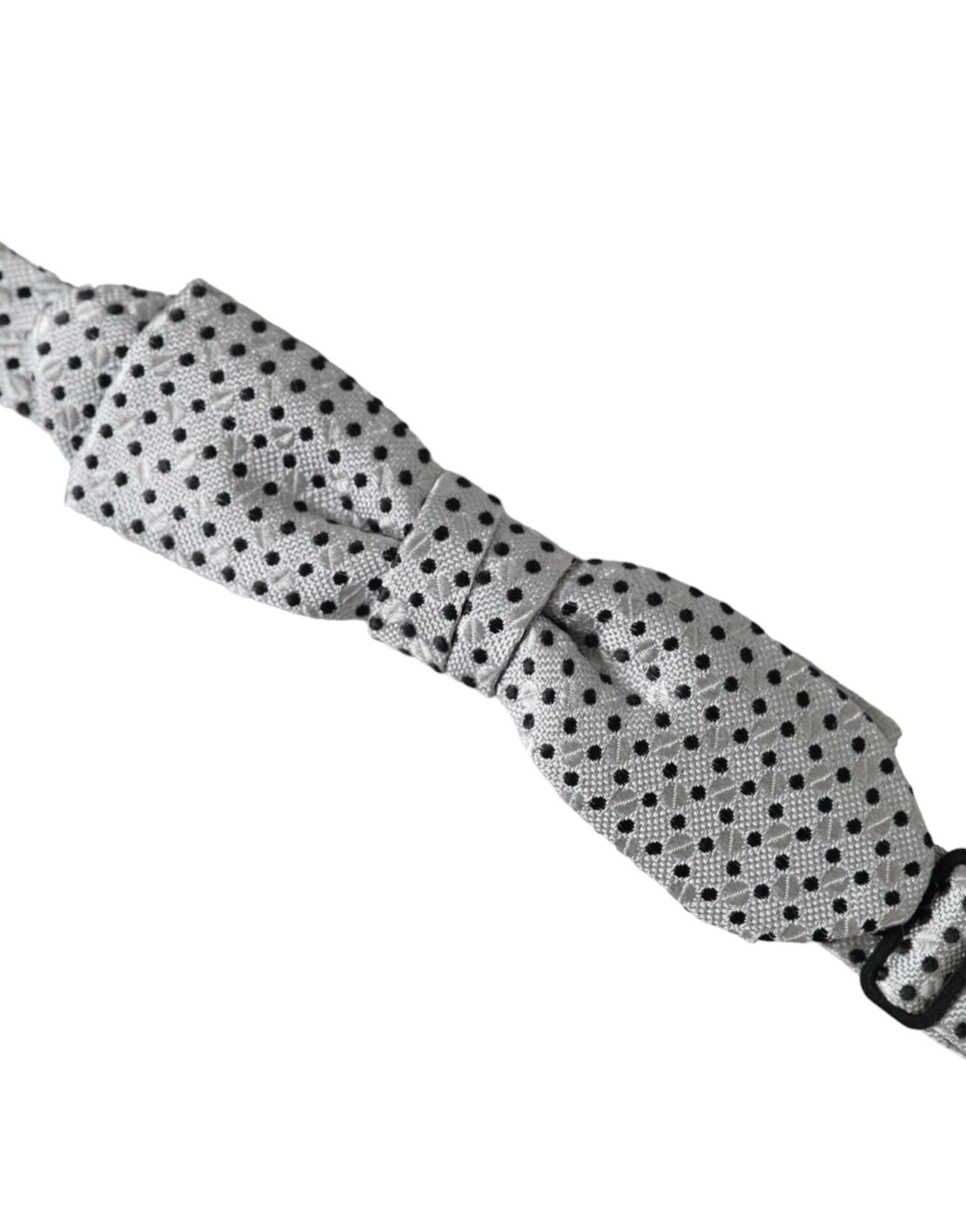Gray Silk Polka Dot Adjustable Neck Men Papillon Bow Tie-Dolce & Gabbana-LabelTerrace.com