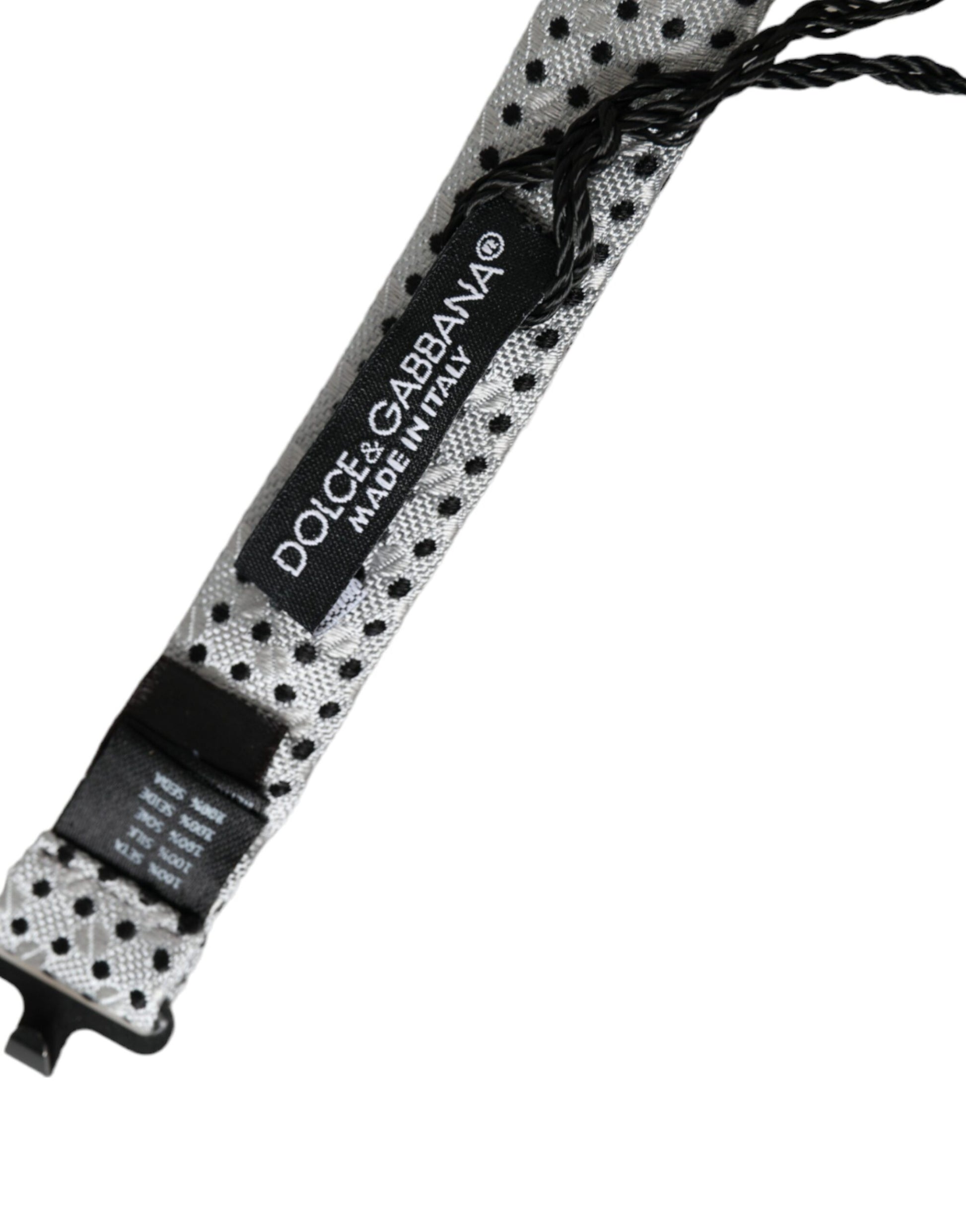 Gray Silk Polka Dot Adjustable Neck Men Papillon Bow Tie-Dolce & Gabbana-LabelTerrace.com