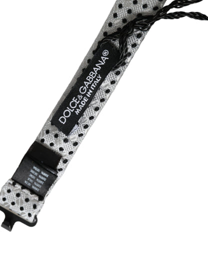 Gray Silk Polka Dot Adjustable Neck Men Papillon Bow Tie-Dolce & Gabbana-LabelTerrace.com