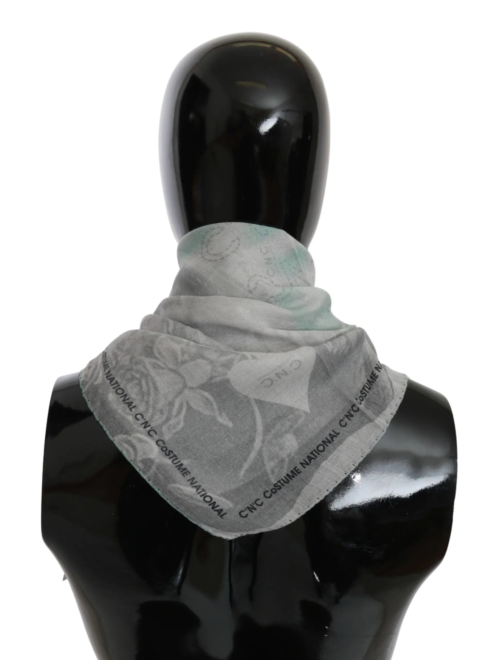 Gray Silk Shawl Foulard Wrap Scarf-Costume National-LabelTerrace.com