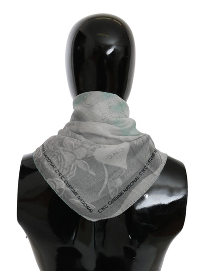 Gray Silk Shawl Foulard Wrap Scarf-Costume National-LabelTerrace.com