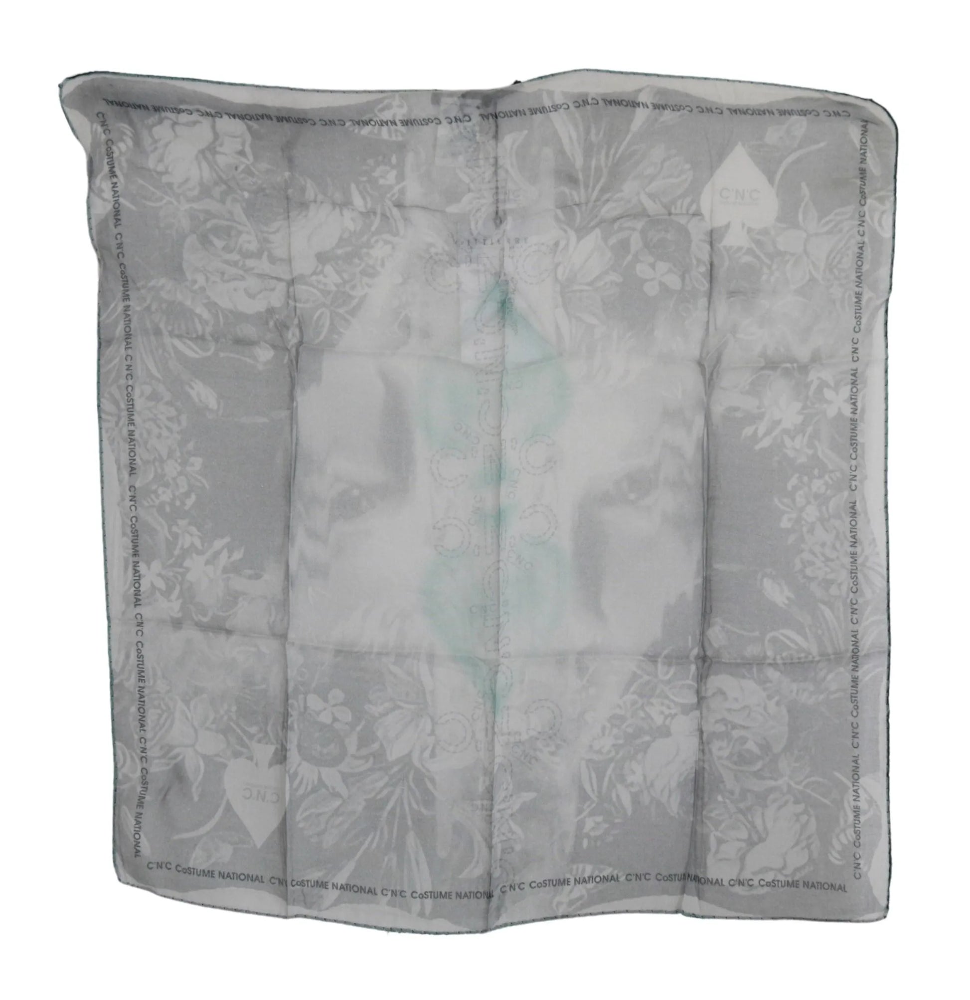 Gray Silk Shawl Foulard Wrap Scarf-Costume National-LabelTerrace.com