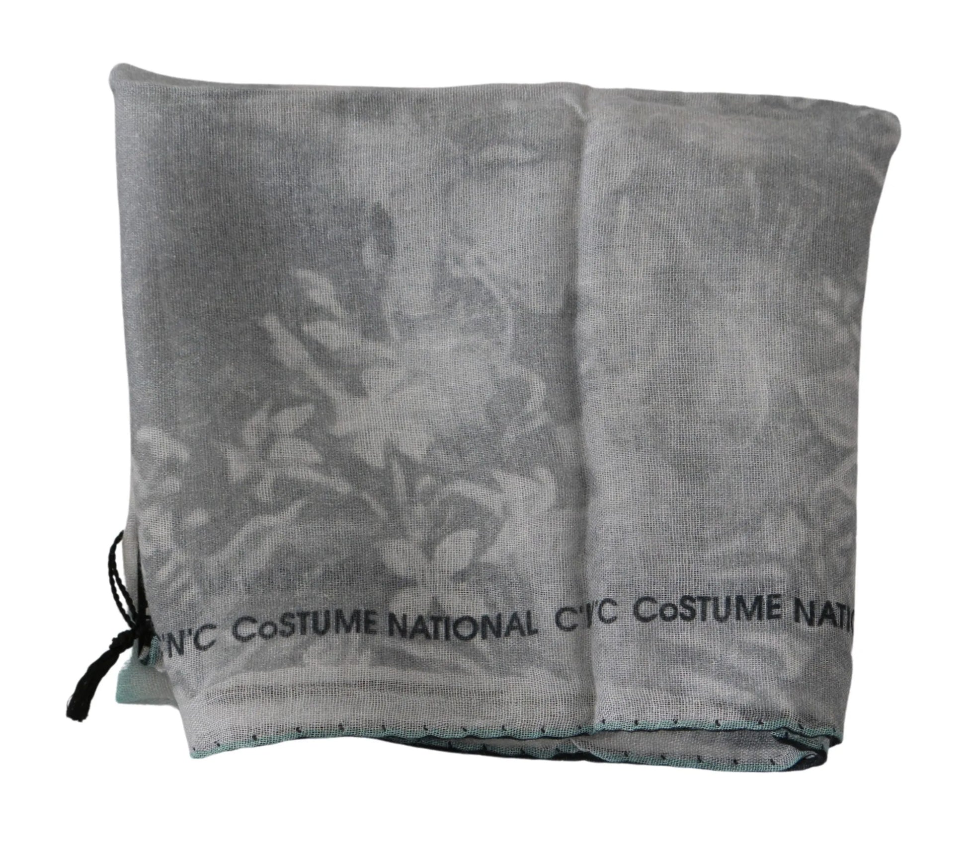 Gray Silk Shawl Foulard Wrap Scarf-Costume National-LabelTerrace.com